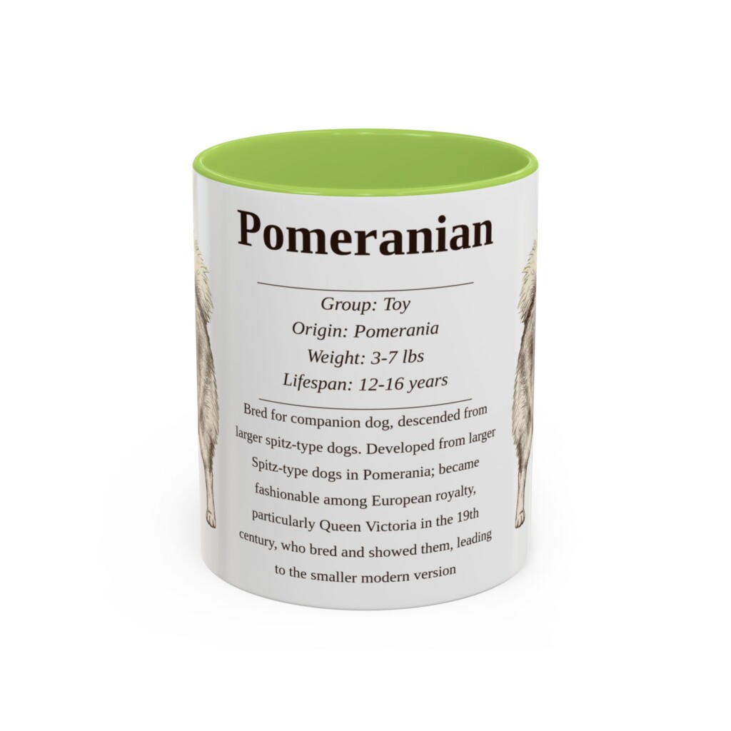 11oz Pomeranian Mug, Light Blue, front view