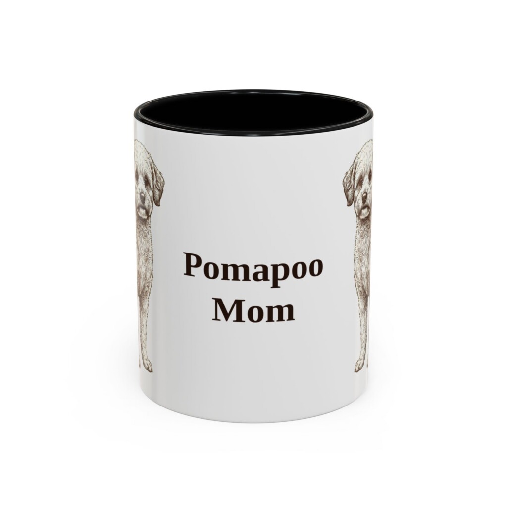 11oz Pomapoo Dog Mom Mug, Vintage Sketch Coffee Mug, Dog Mom Gift