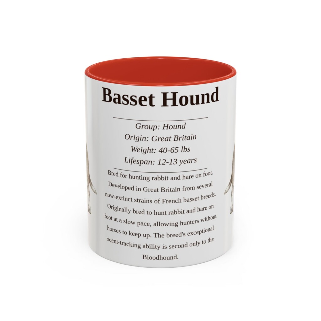11oz Basset Hound Mug, Navy, front view