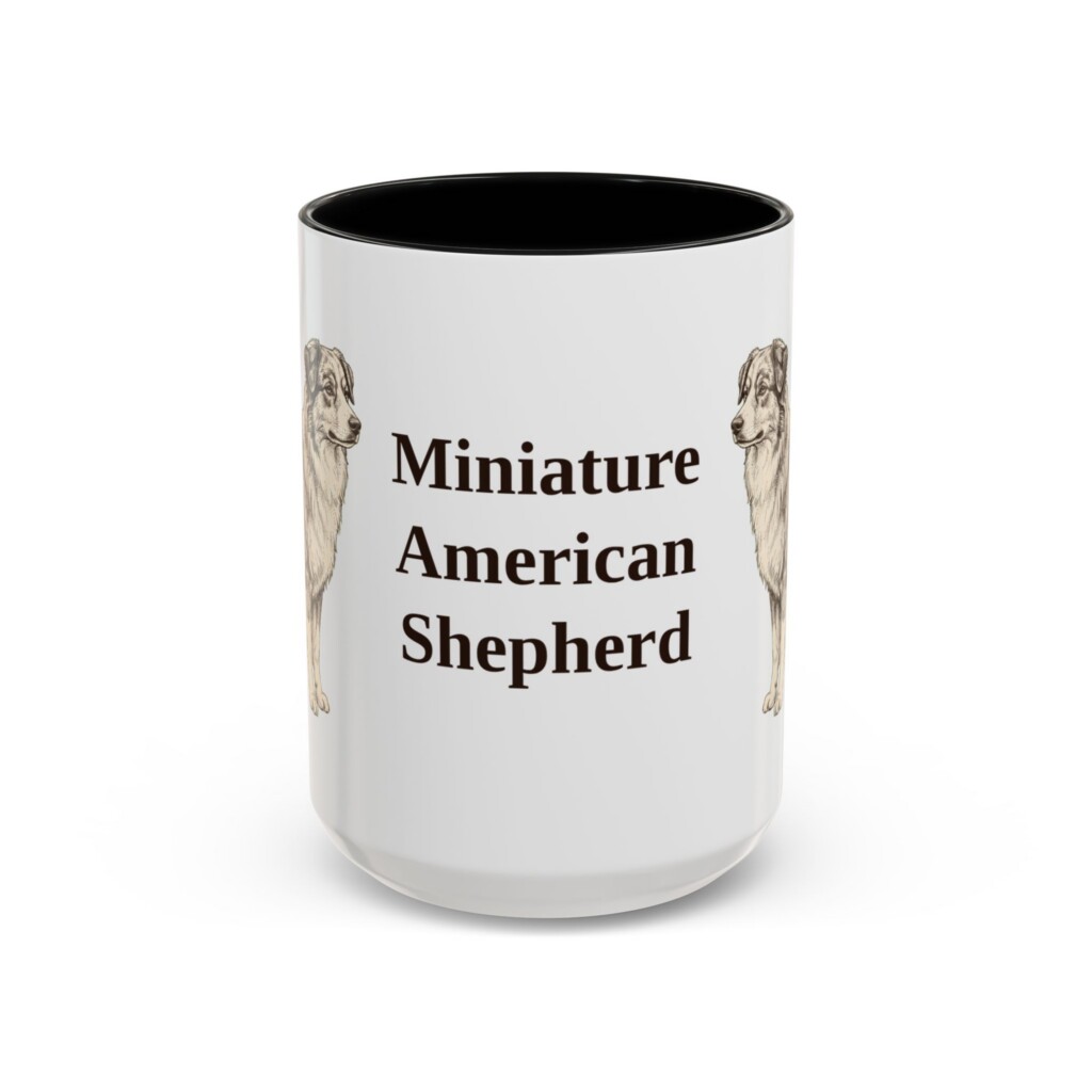 15oz Miniature American Shepherd Mug, Vintage Dog Portrait Coffee Mug, Dog Lover Gift