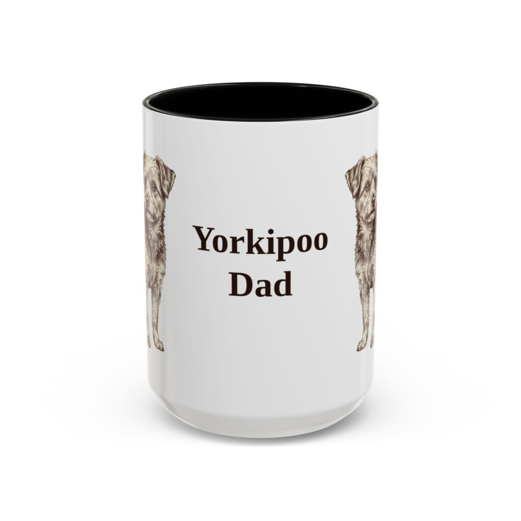 15oz Yorkipoo Dog Dad Mug, Vintage Sketch Coffee Mug, Dog Dad Gift