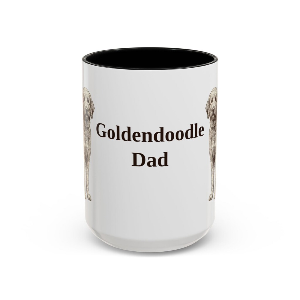15oz Goldendoodle Dog Dad Mug, Vintage Sketch Coffee Mug, Dog Dad Gift