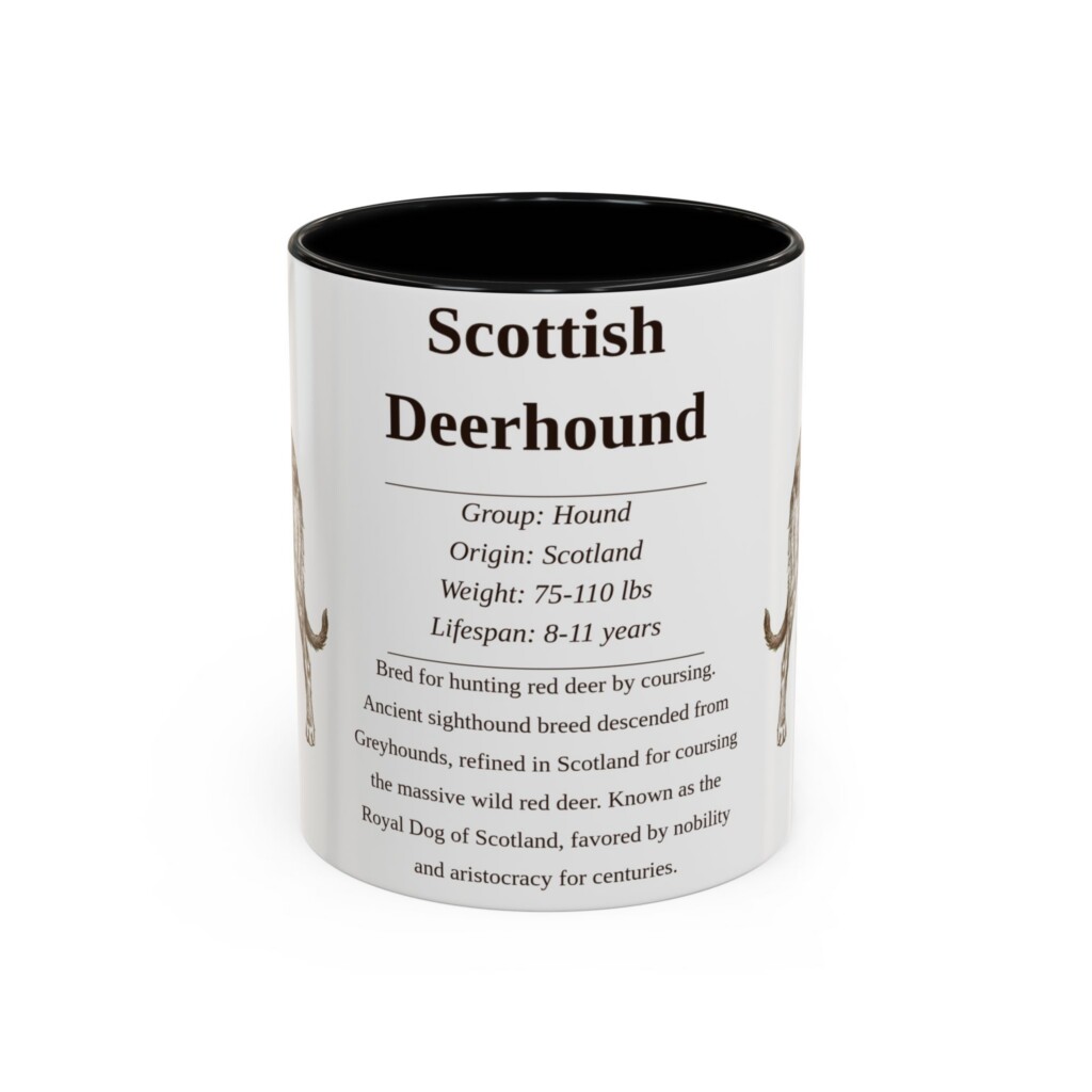 11oz Scottish Deerhound Mug, Illustrated Dog Breed Facts Coffee Mug, Vintage Dog Keepsake Gift