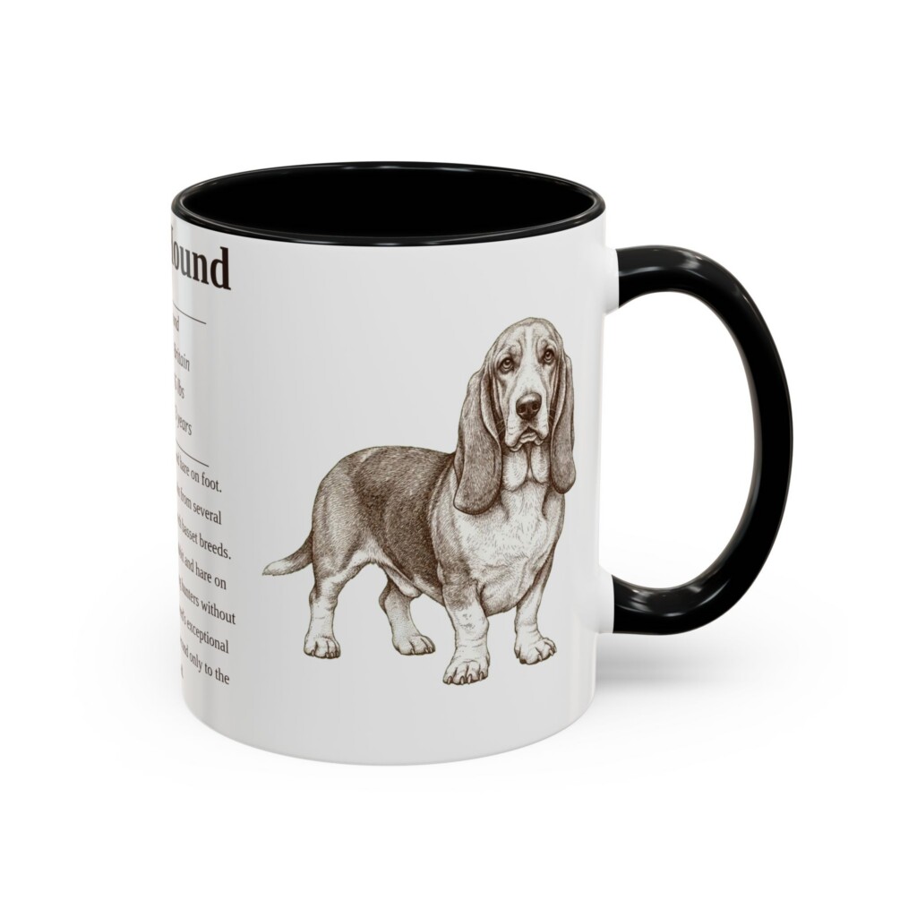 11oz Basset Hound Mug, Black, right side view