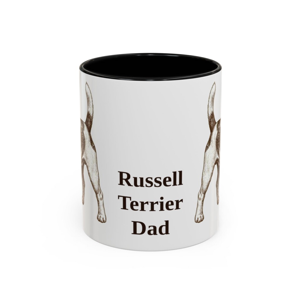 11oz Russell Terrier Dog Dad Mug, Vintage Sketch Coffee Mug, Dog Dad Gift
