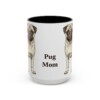 15oz Pug Dog Mom Mug, Vintage Sketch Coffee Mug, Dog Mom Gift