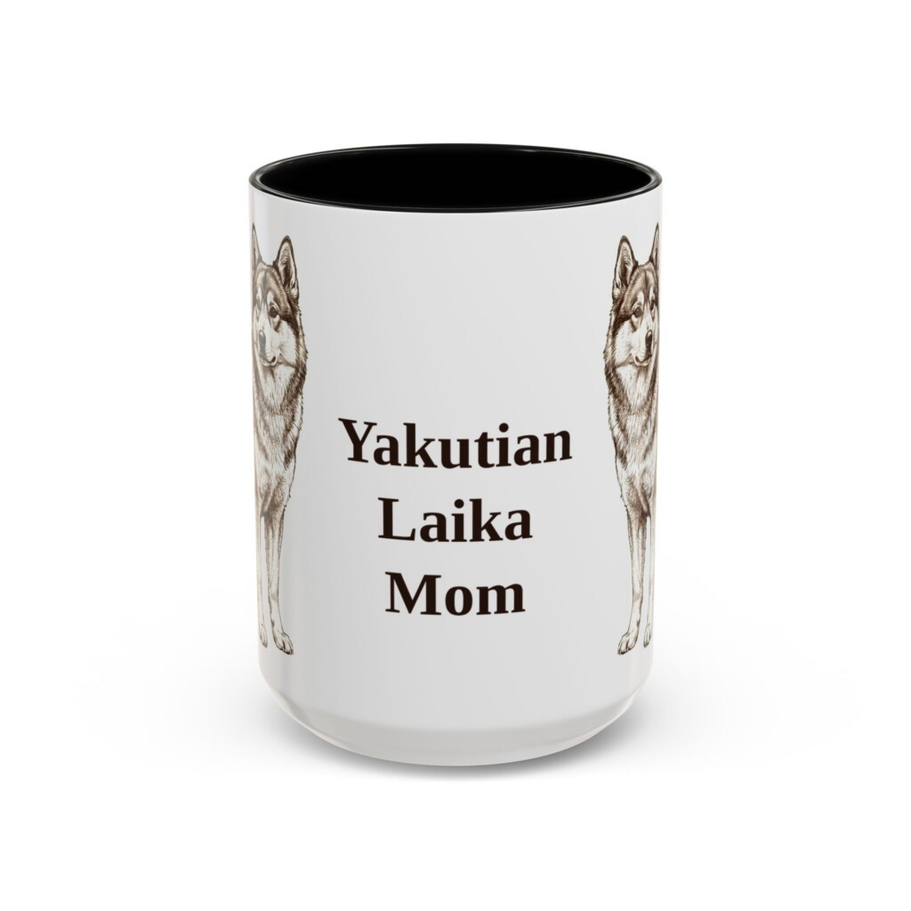 15oz Yakutian Laika Dog Mom Mug, Vintage Sketch Coffee Mug, Dog Mom Gift