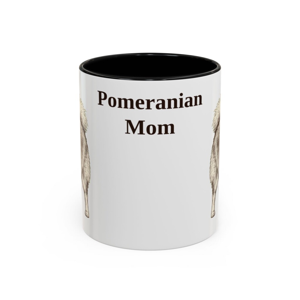 11oz Pomeranian Dog Mom Mug, Vintage Sketch Coffee Mug, Dog Mom Gift