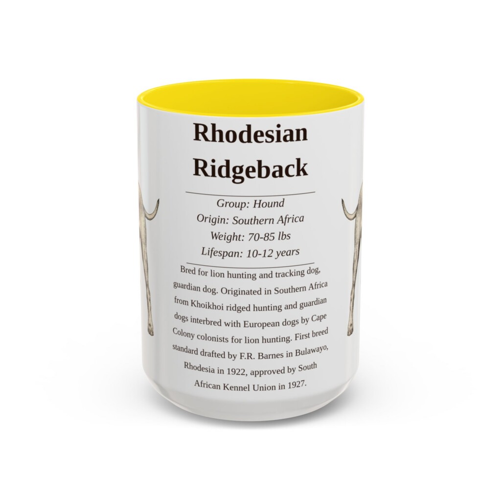 15oz Rhodesian Ridgeback Mug, Red, front view