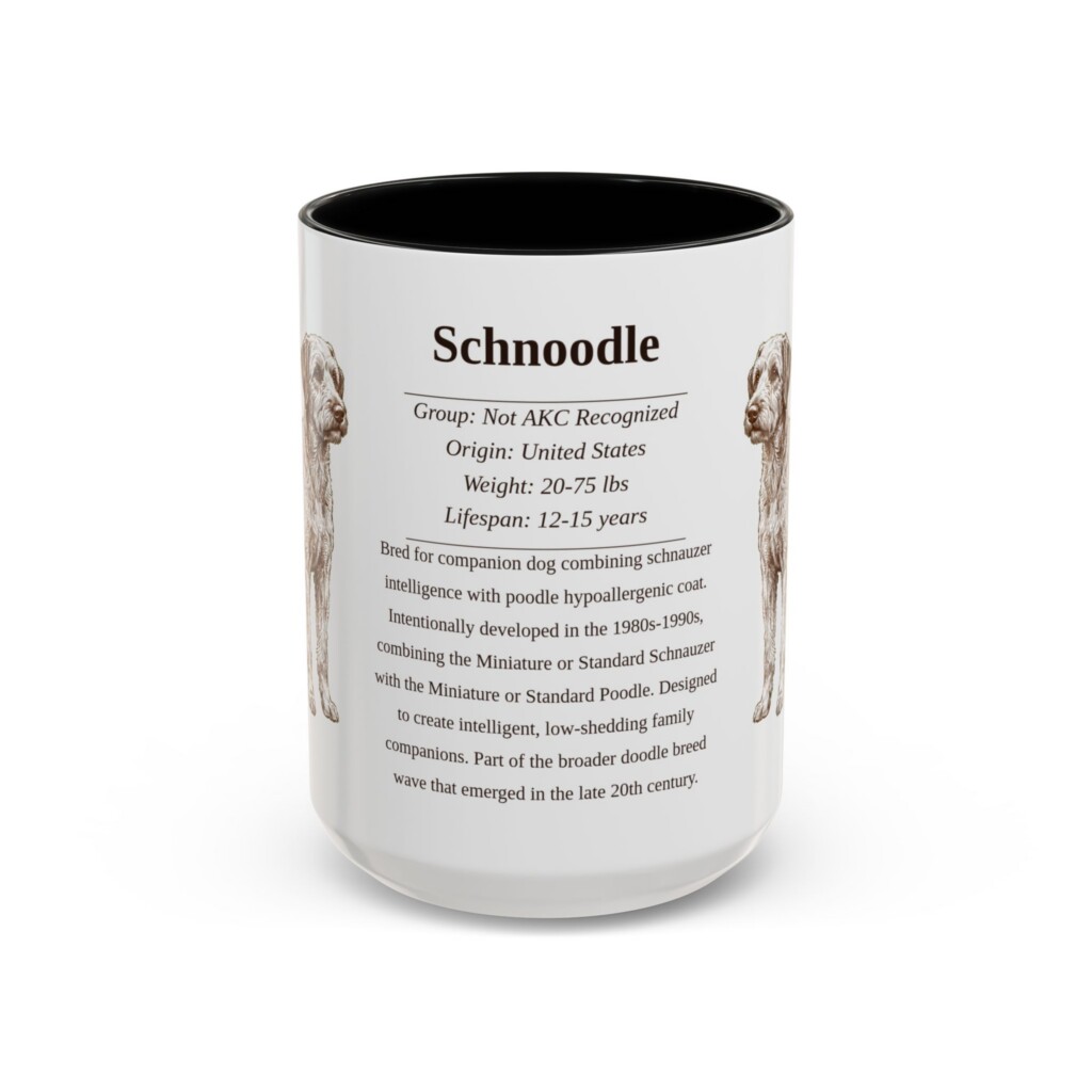15oz Schnoodle Mug, Illustrated Dog Breed Facts Coffee Mug, Vintage Dog Keepsake Gift