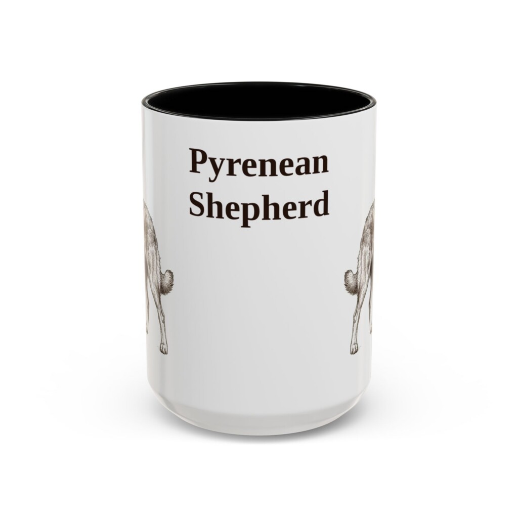 15oz Pyrenean Shepherd Mug, Vintage Dog Portrait Coffee Mug, Dog Lover Gift