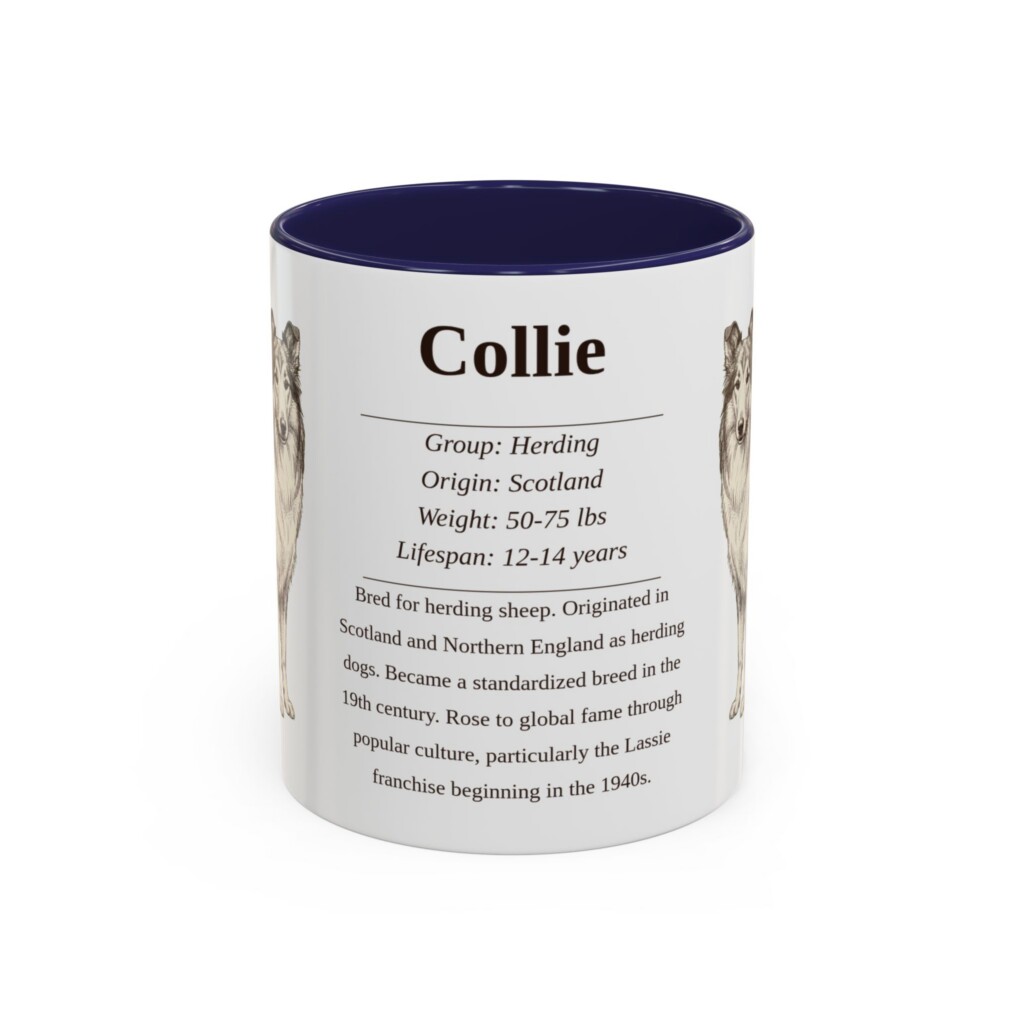 11oz Collie Mug, Yellow, front view