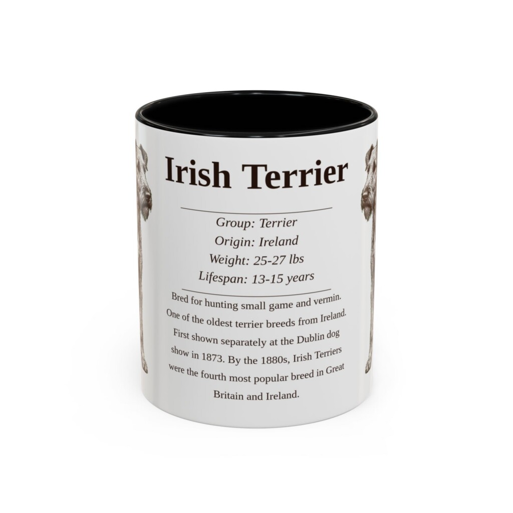 11oz Irish Terrier Mug, Illustrated Dog Breed Facts Coffee Mug, Vintage Dog Keepsake Gift