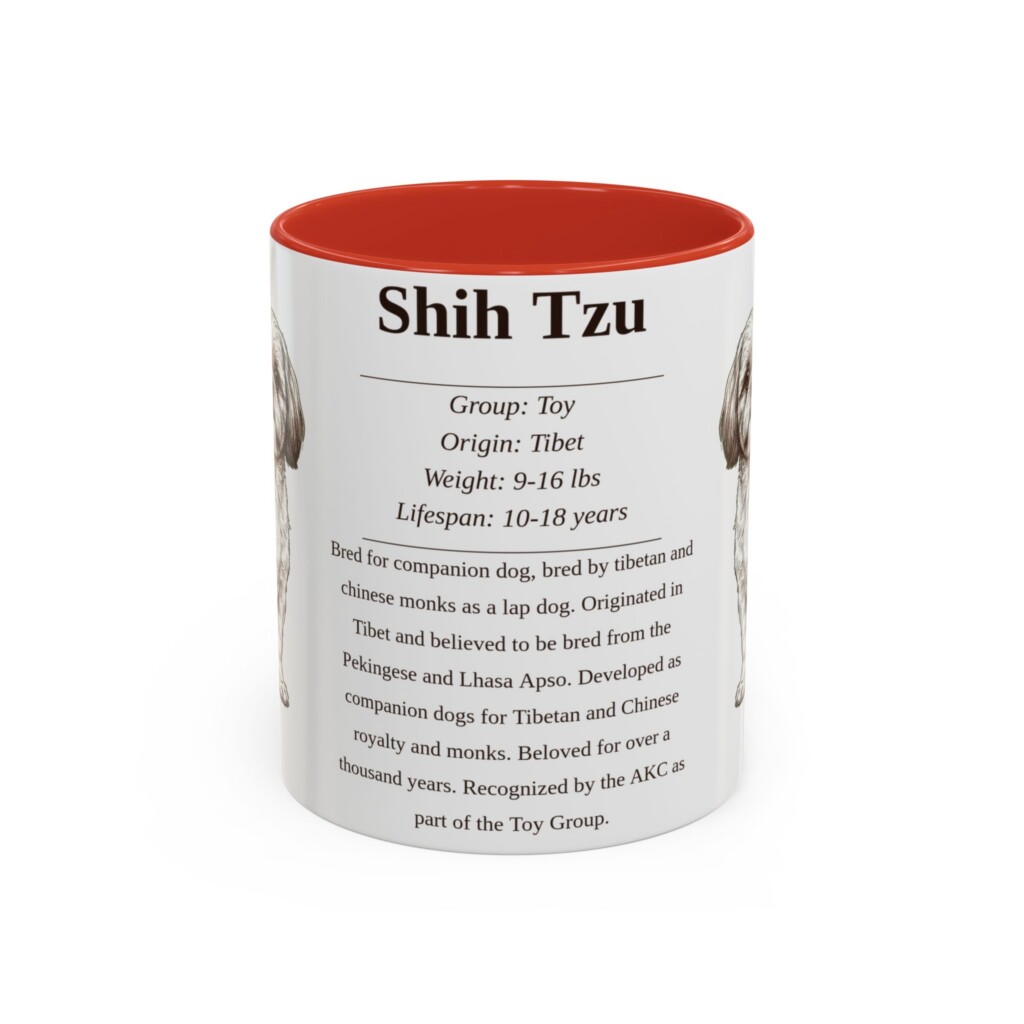 11oz Shih Tzu Mug, Illustrated Dog Breed Facts Coffee Mug, Vintage Dog Keepsake Gift