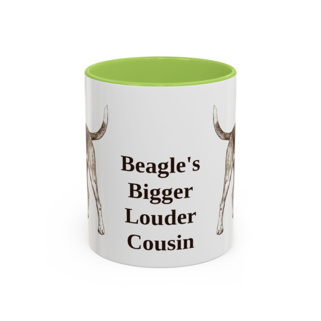 11oz Funny Harrier Dog Mug, Light Green, front view