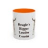 11oz Funny Harrier Dog Mug, Orange, front view