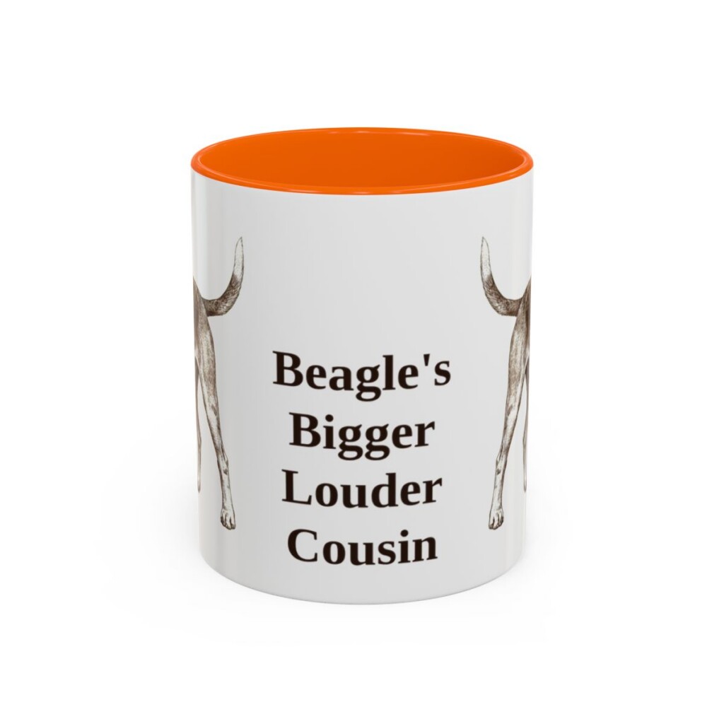 11oz Funny Harrier Dog Mug, Orange, front view