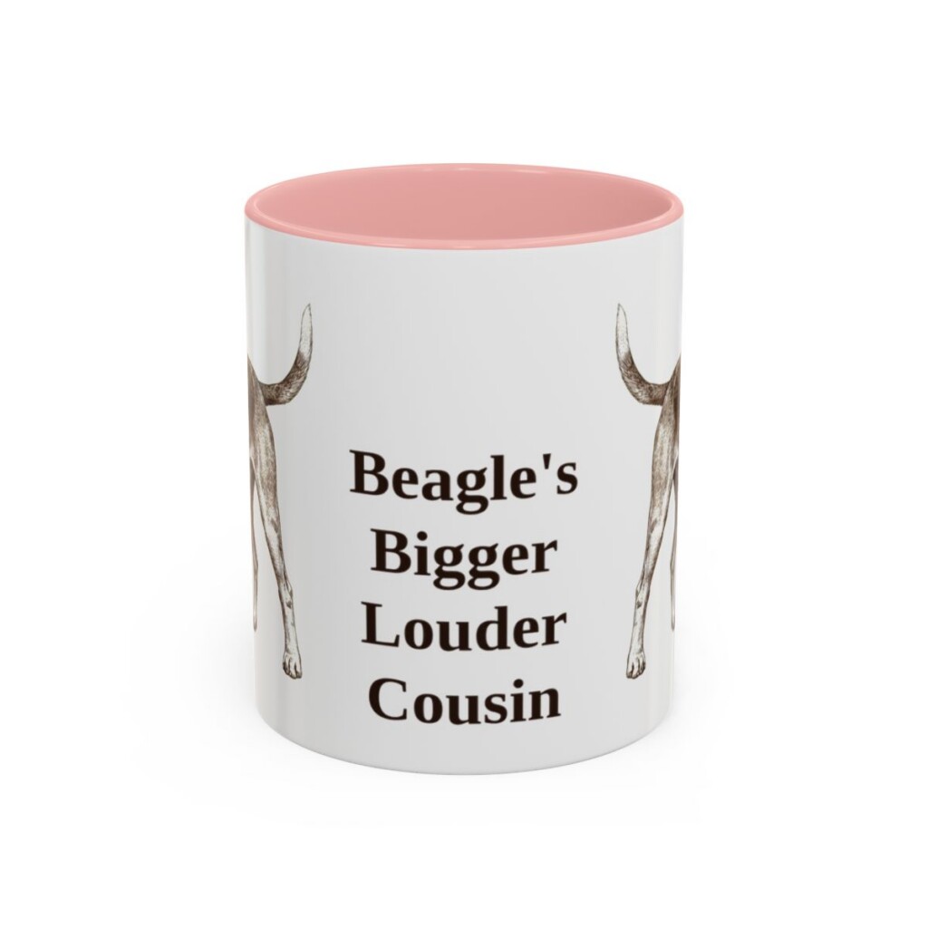 11oz Funny Harrier Dog Mug, Pink, front view