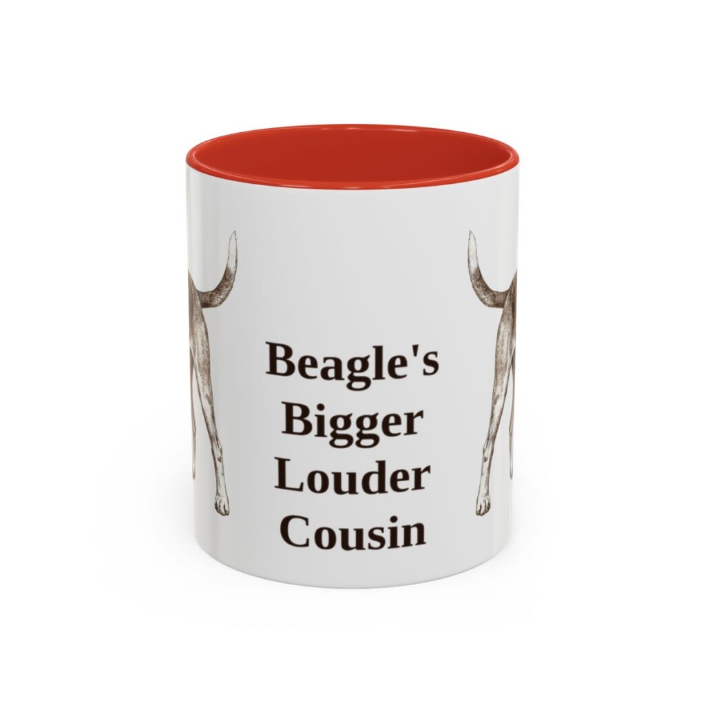 11oz Funny Harrier Dog Mug, Red, front view