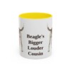 11oz Funny Harrier Dog Mug, Yellow, front view