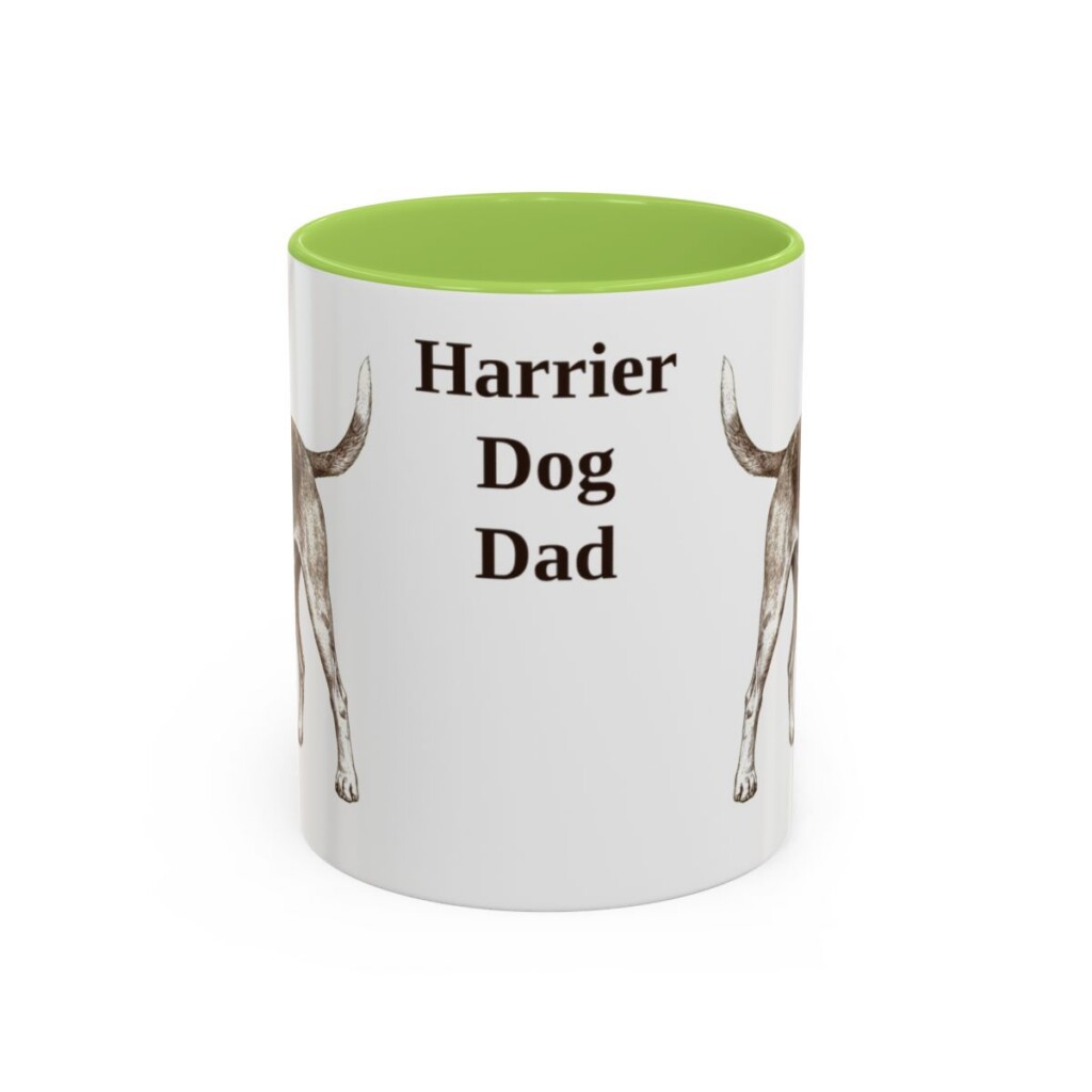 11oz Harrier Dog Dog Dad Mug, Light Green, front view