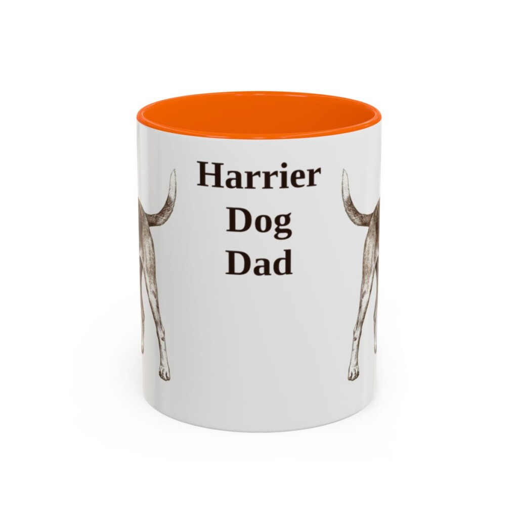 11oz Harrier Dog Dog Dad Mug, Orange, front view