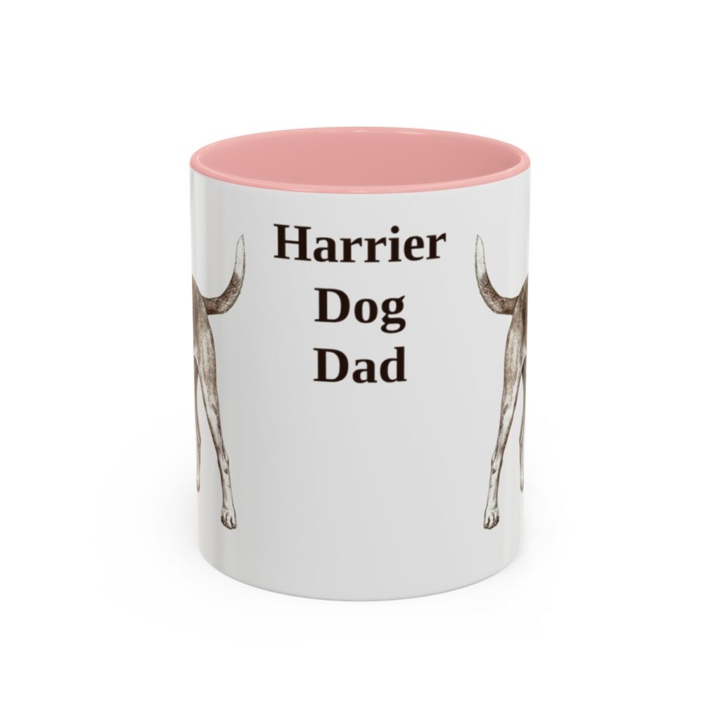 11oz Harrier Dog Dog Dad Mug, Pink, front view