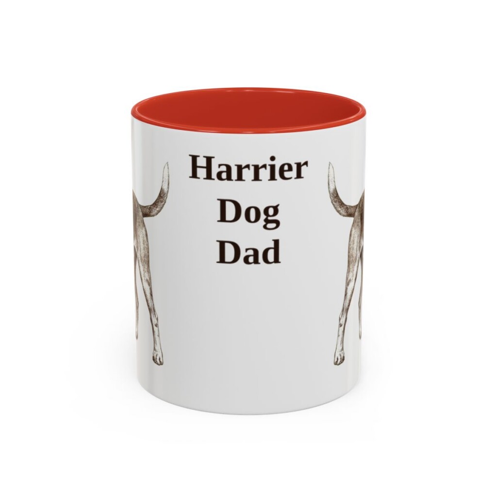 11oz Harrier Dog Dog Dad Mug, Red, front view