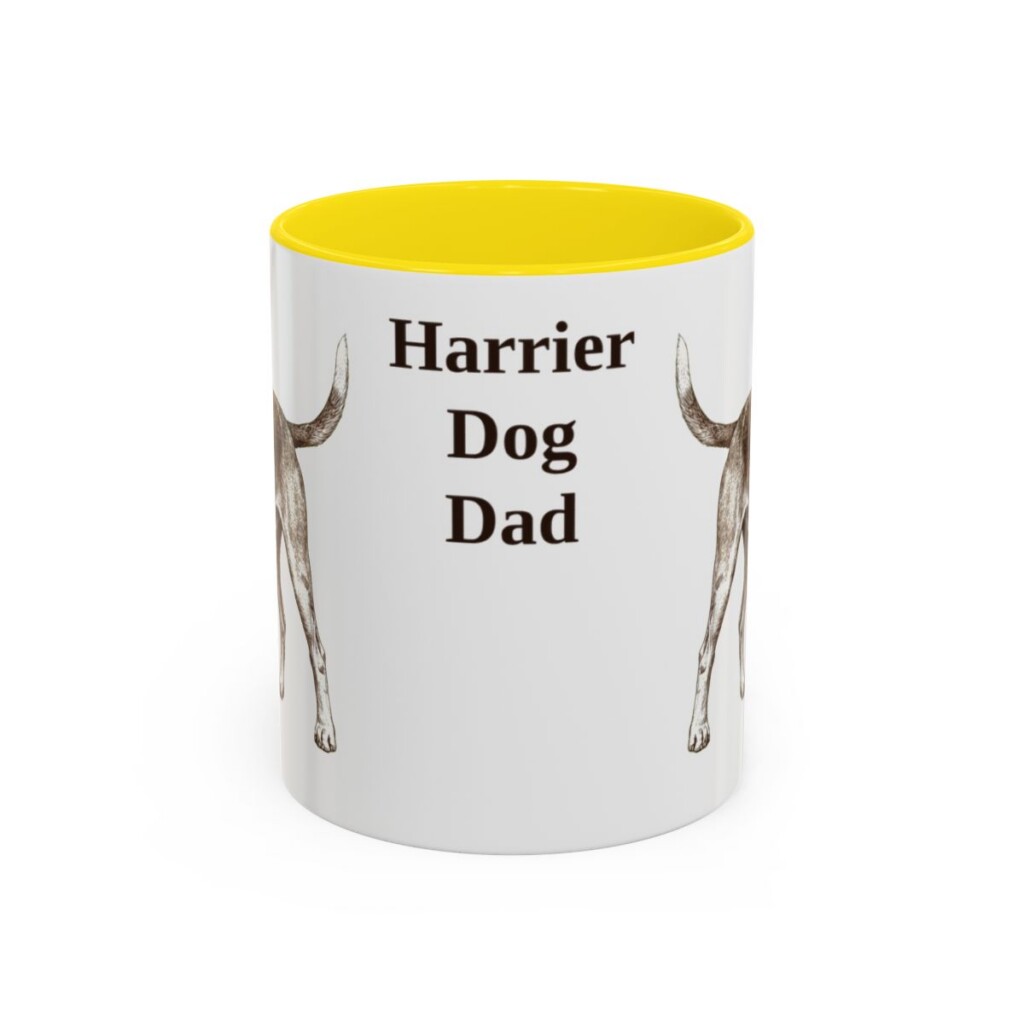 11oz Harrier Dog Dog Dad Mug, Yellow, front view