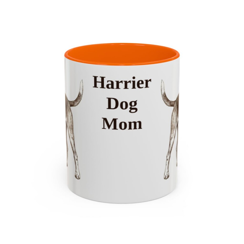 11oz Harrier Dog Dog Mom Mug, Orange, front view