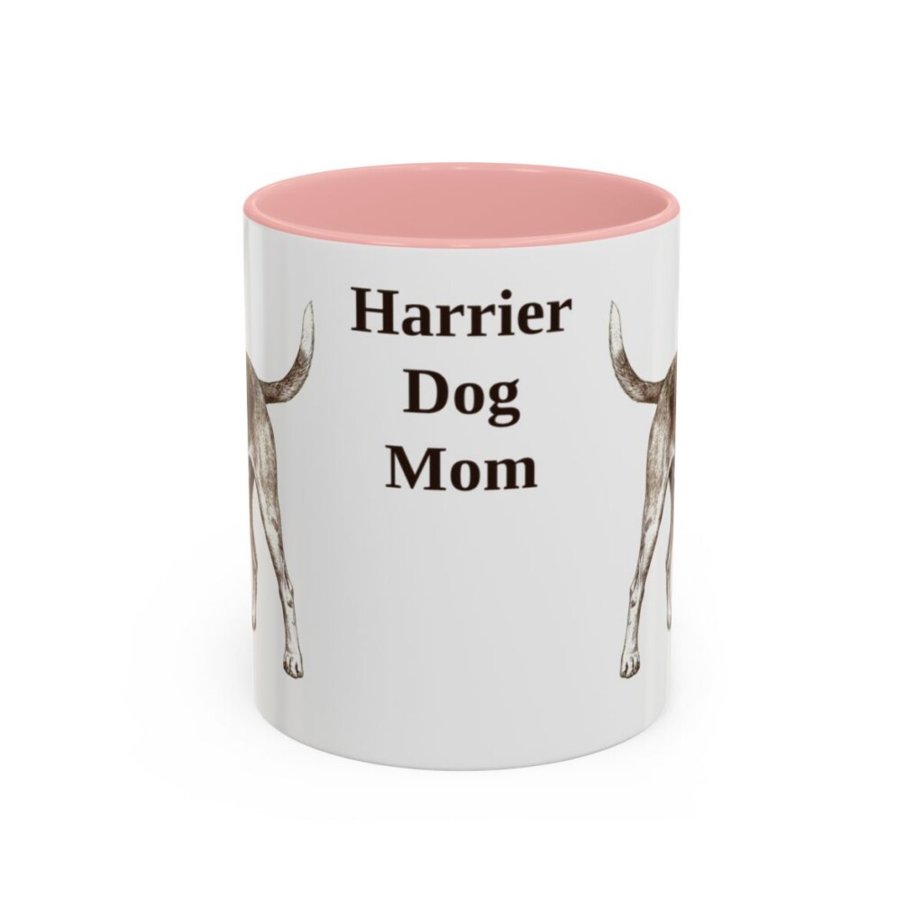 11oz Harrier Dog Dog Mom Mug, Pink, front view
