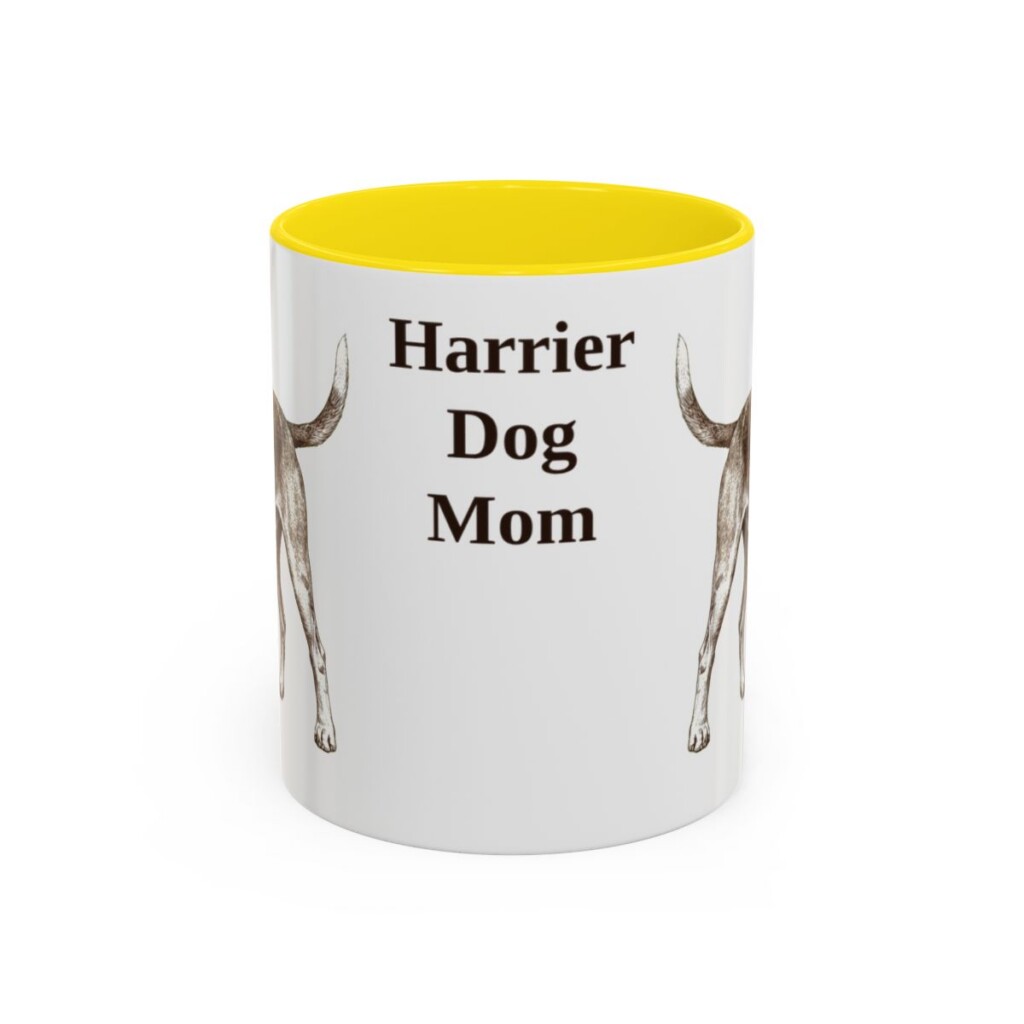 11oz Harrier Dog Dog Mom Mug, Yellow, front view