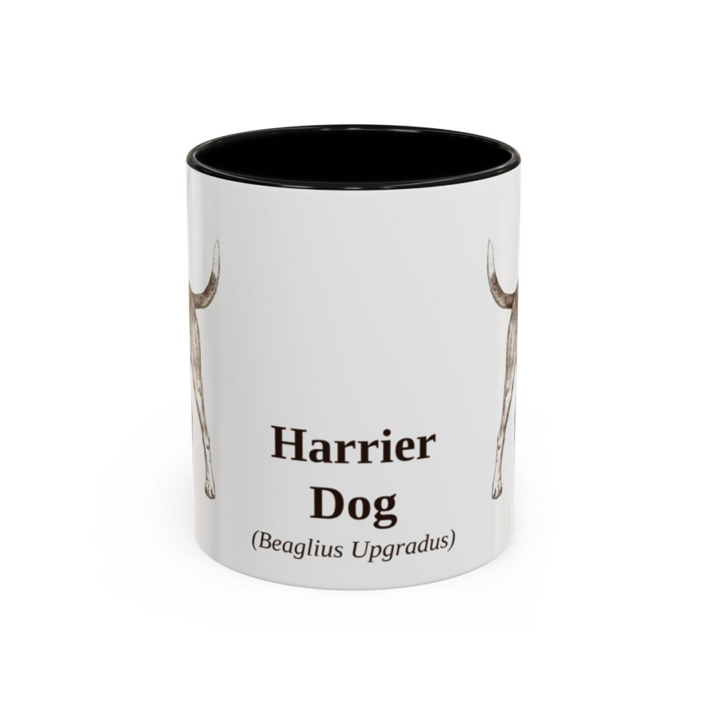 11oz Harrier Dog Latin Mug, Black, front view