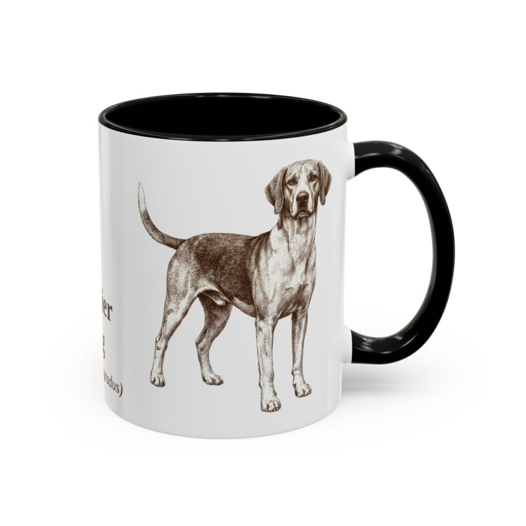 11oz Harrier Dog Latin Mug, Black, right side view