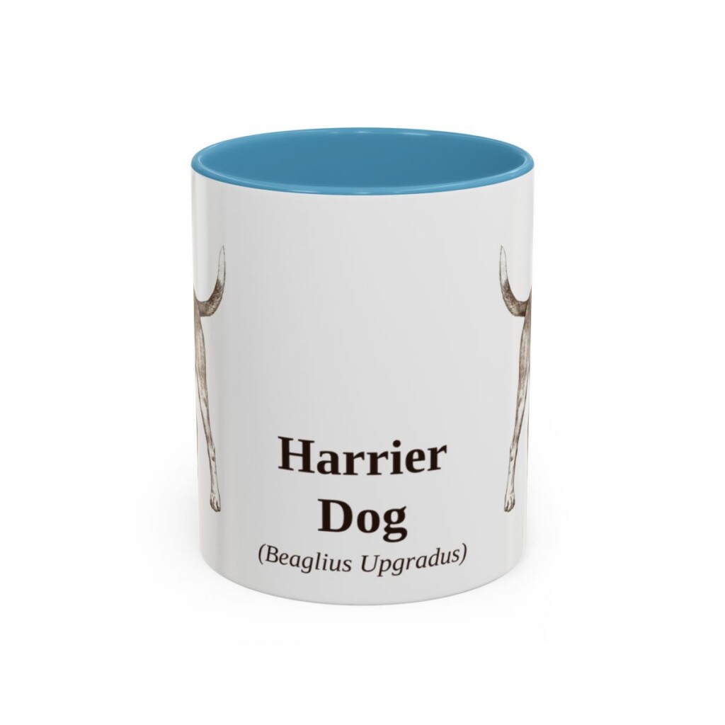 11oz Harrier Dog Latin Mug, Light Blue, front view