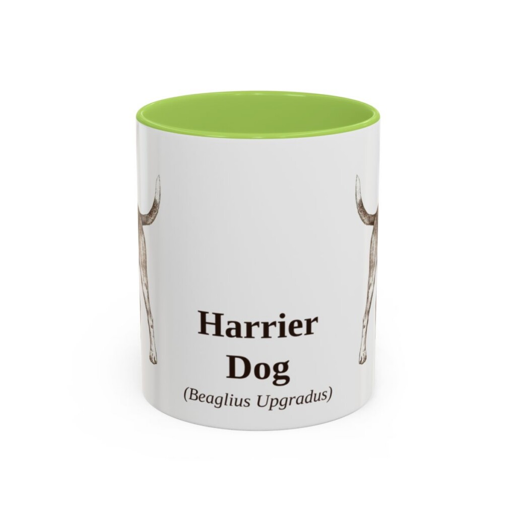 11oz Harrier Dog Latin Mug, Light Green, front view