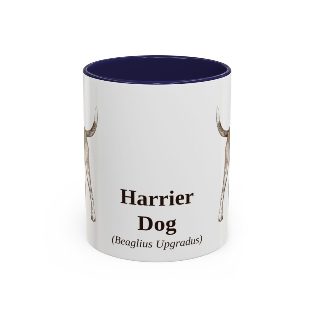 11oz Harrier Dog Latin Mug, Navy, front view