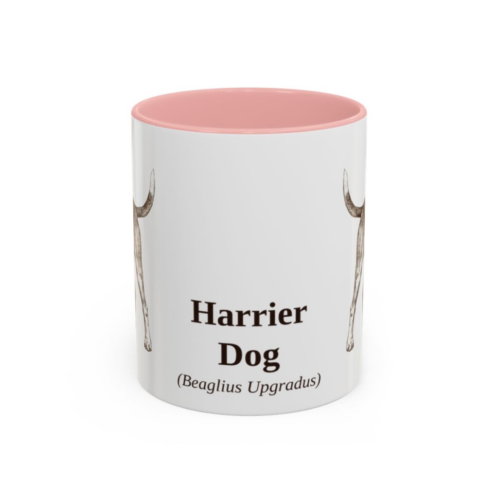 11oz Harrier Dog Latin Mug, Pink, front view