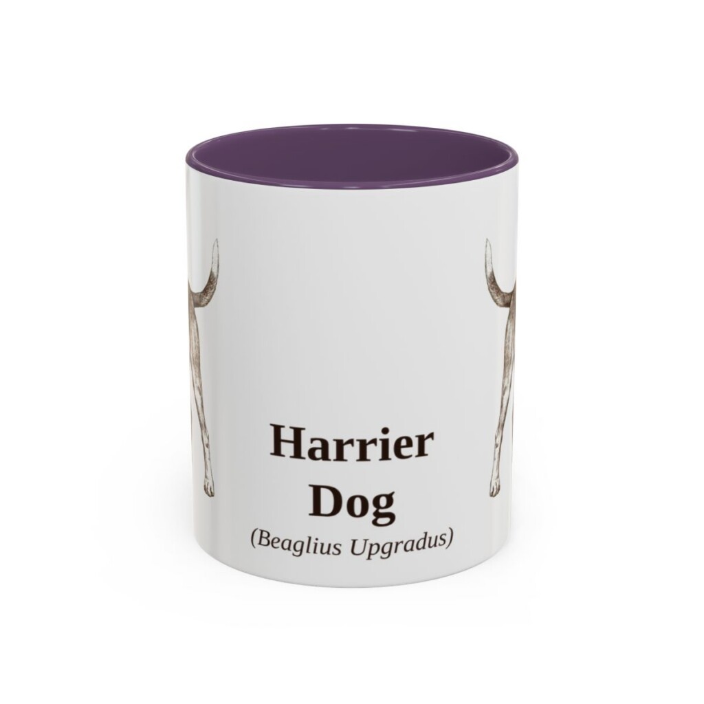 11oz Harrier Dog Latin Mug, Purple, front view