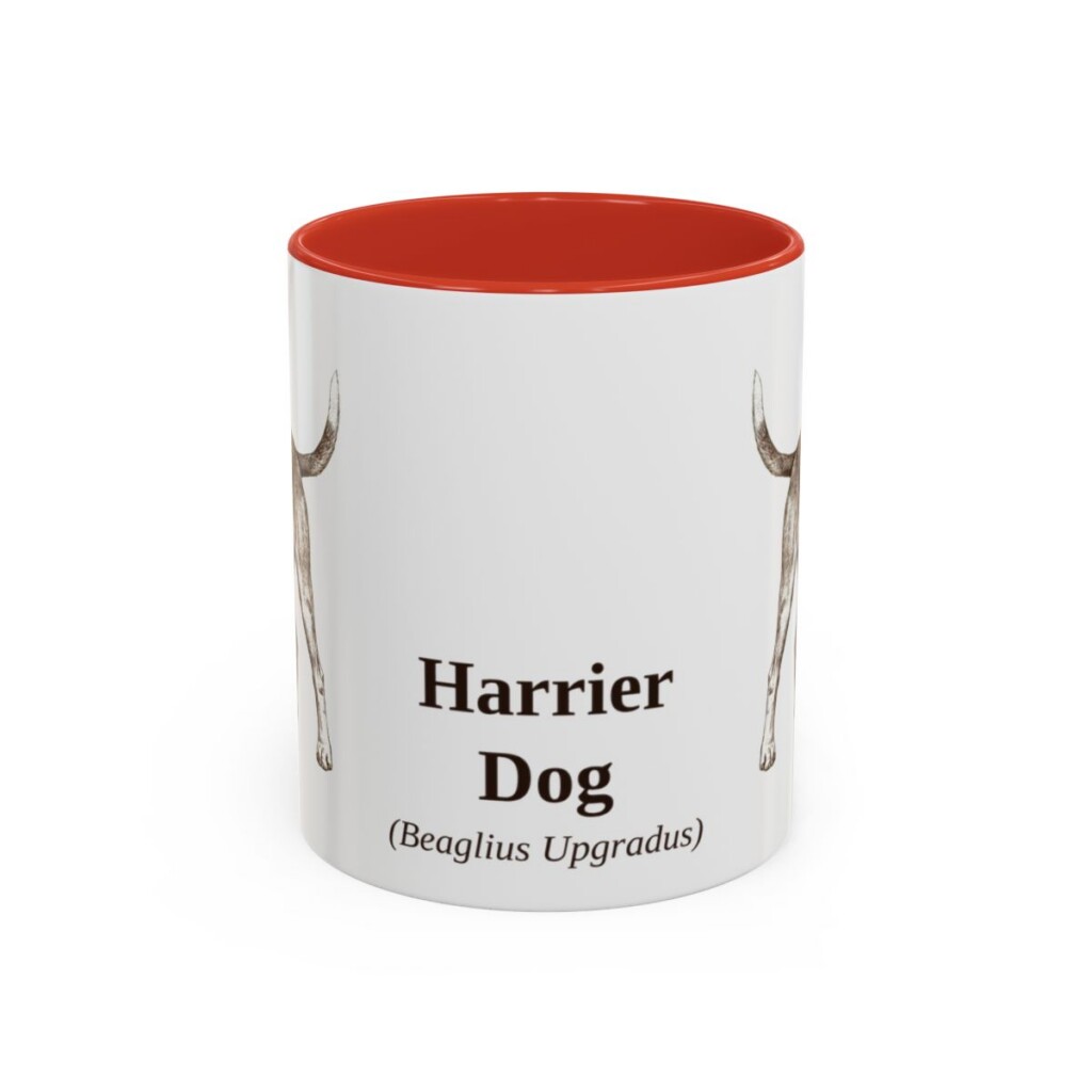 11oz Harrier Dog Latin Mug, Red, front view