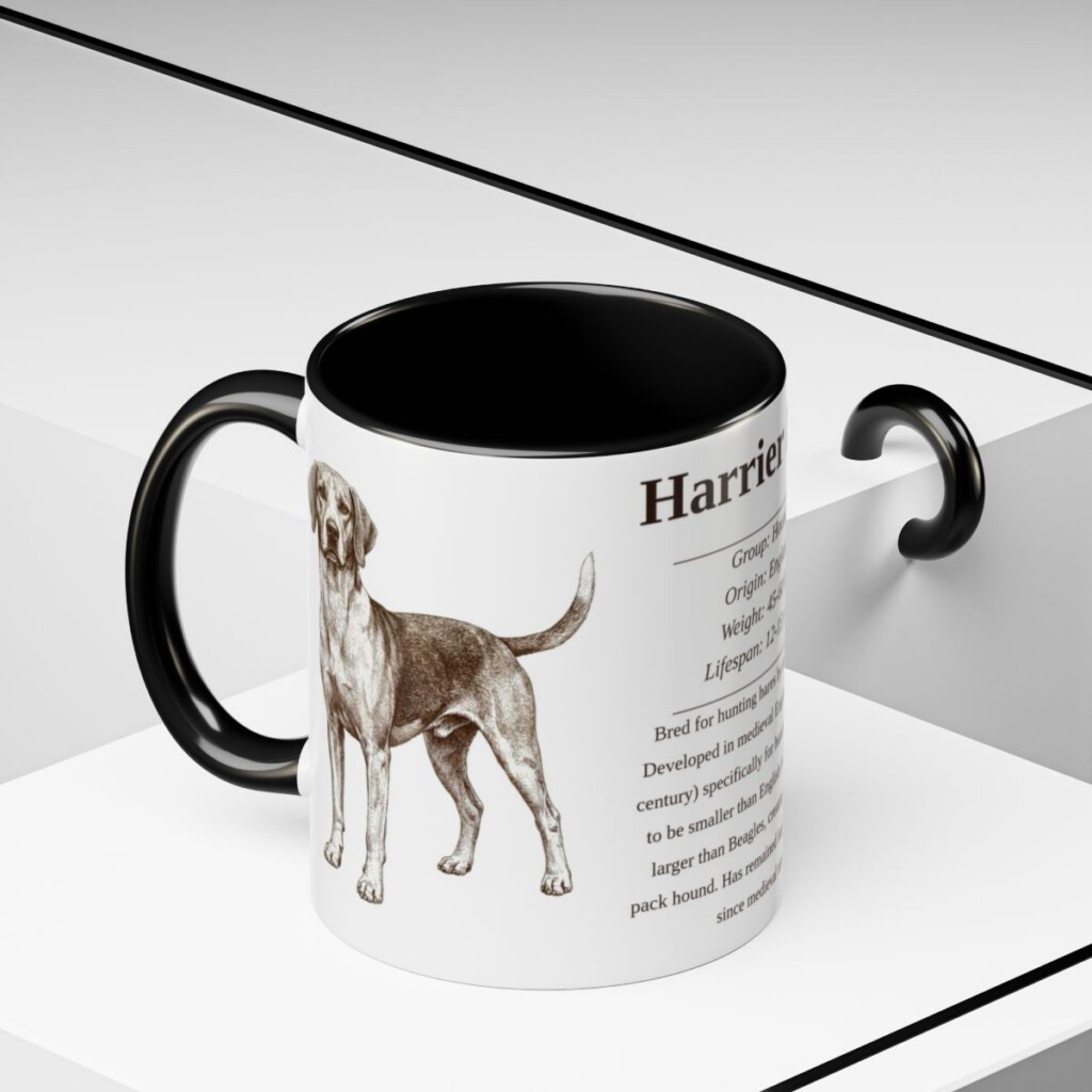 11oz Harrier Dog Mug, Black, lifestyle photo