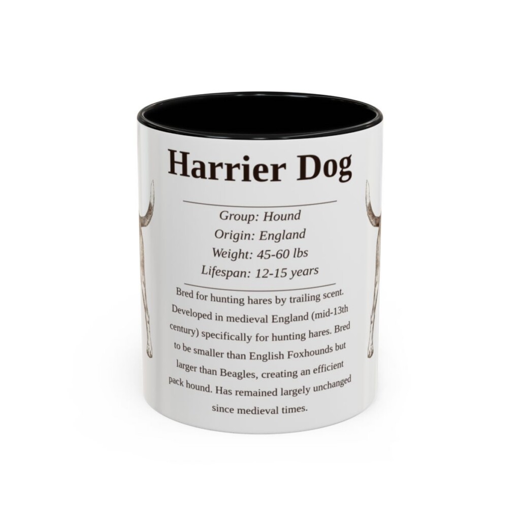 11oz Harrier Dog Mug, Black, front view