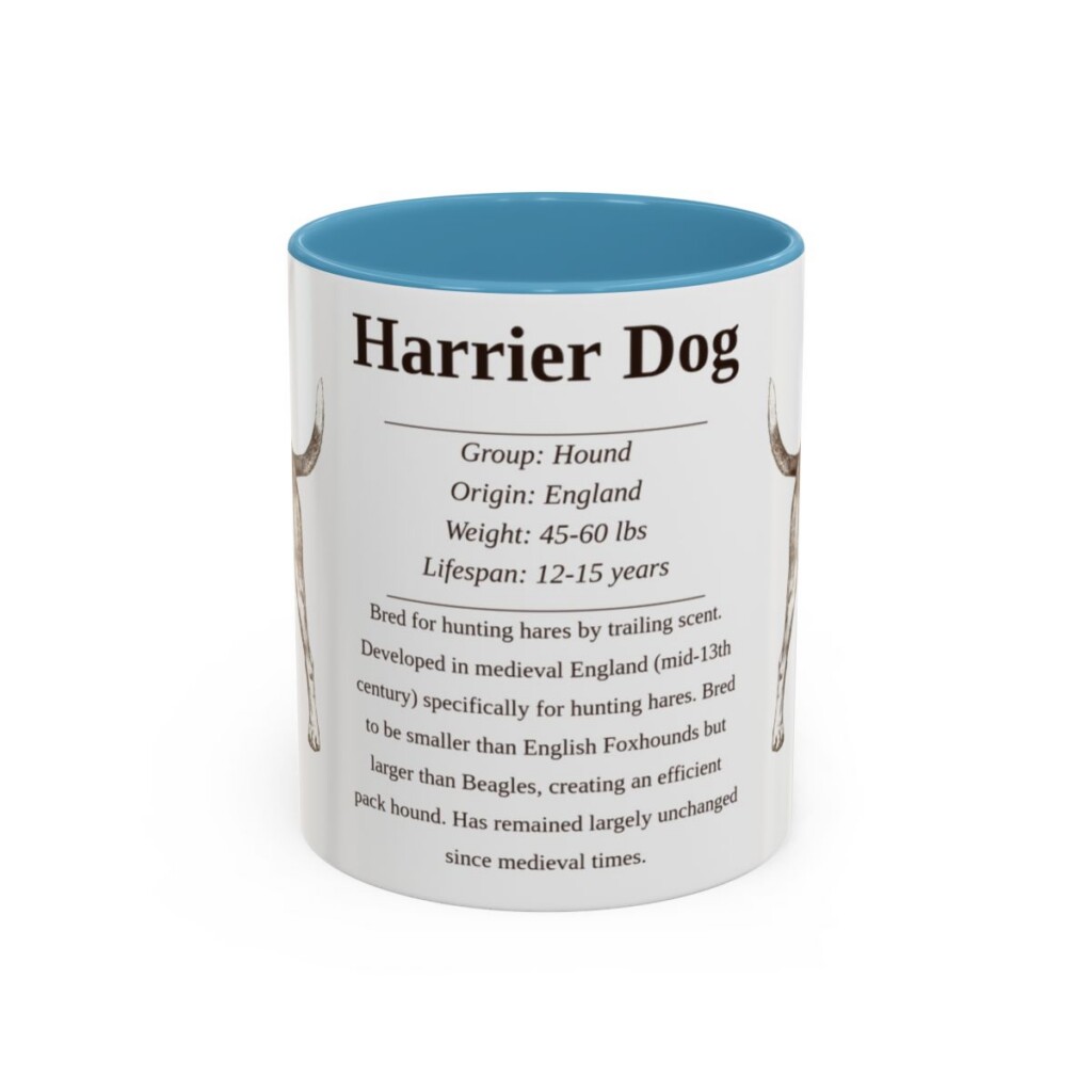 11oz Harrier Dog Mug, Light Blue, front view