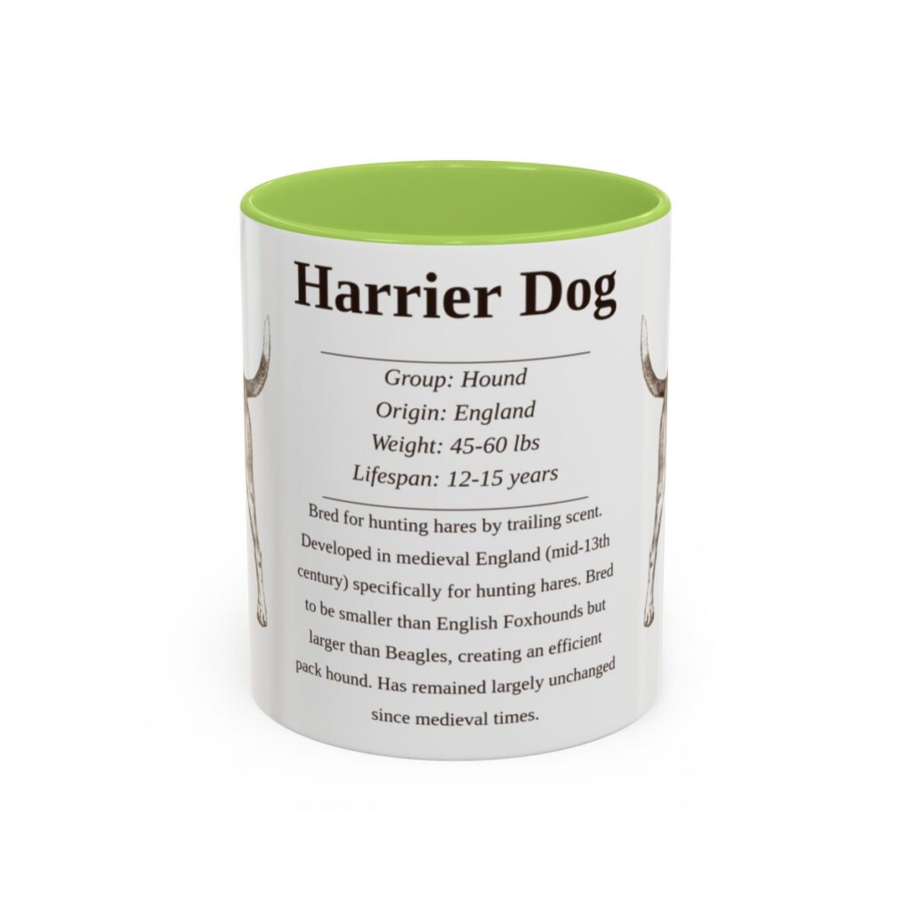 11oz Harrier Dog Mug, Light Green, front view