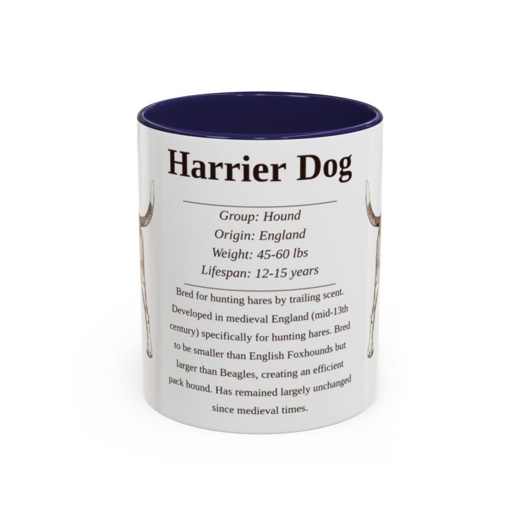 11oz Harrier Dog Mug, Navy, front view