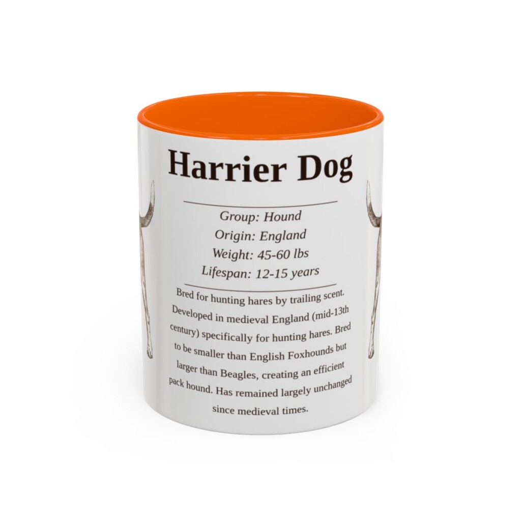 11oz Harrier Dog Mug, Orange, front view