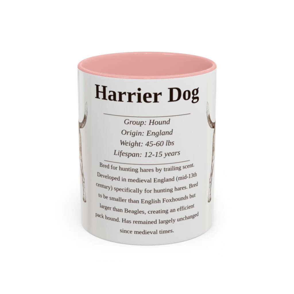 11oz Harrier Dog Mug, Pink, front view