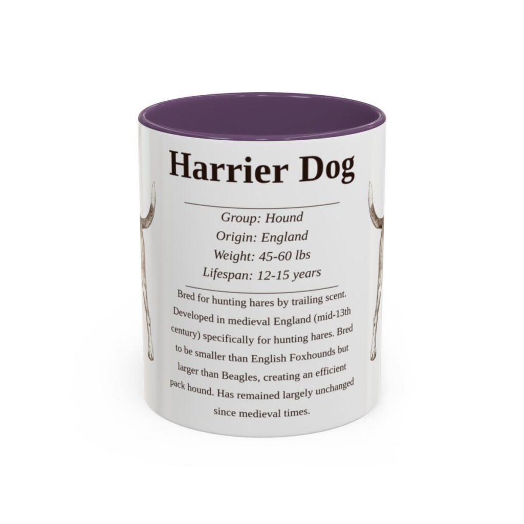 11oz Harrier Dog Mug, Purple, front view