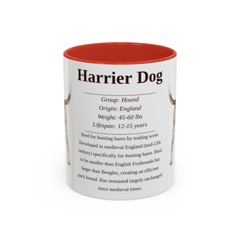 11oz Harrier Dog Mug, Red, front view