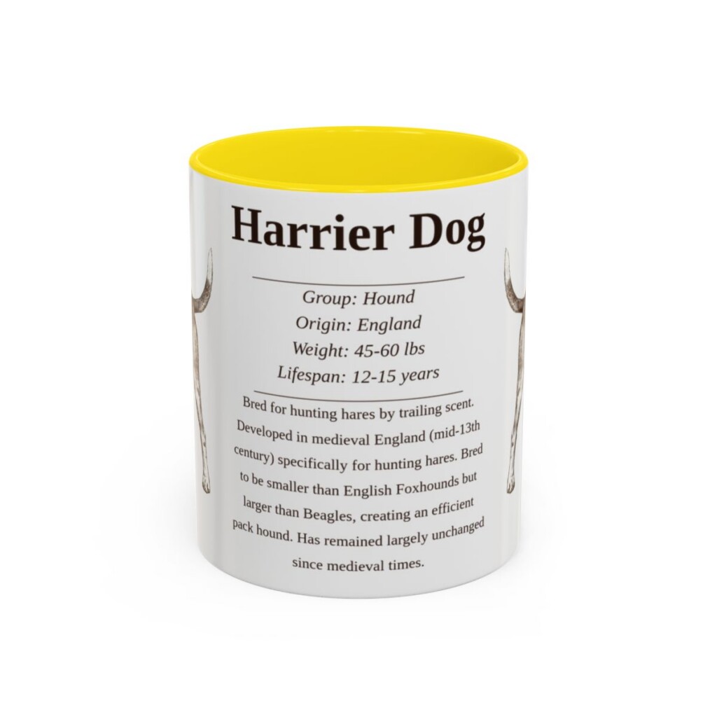 11oz Harrier Dog Mug, Yellow, front view